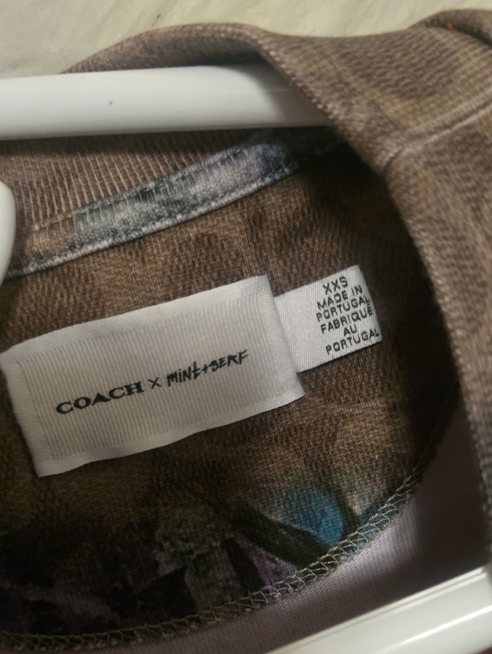Coach Brown Tie-Dye Tee with Teal and Purple Accents